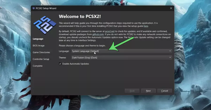 pcsx2 language settings